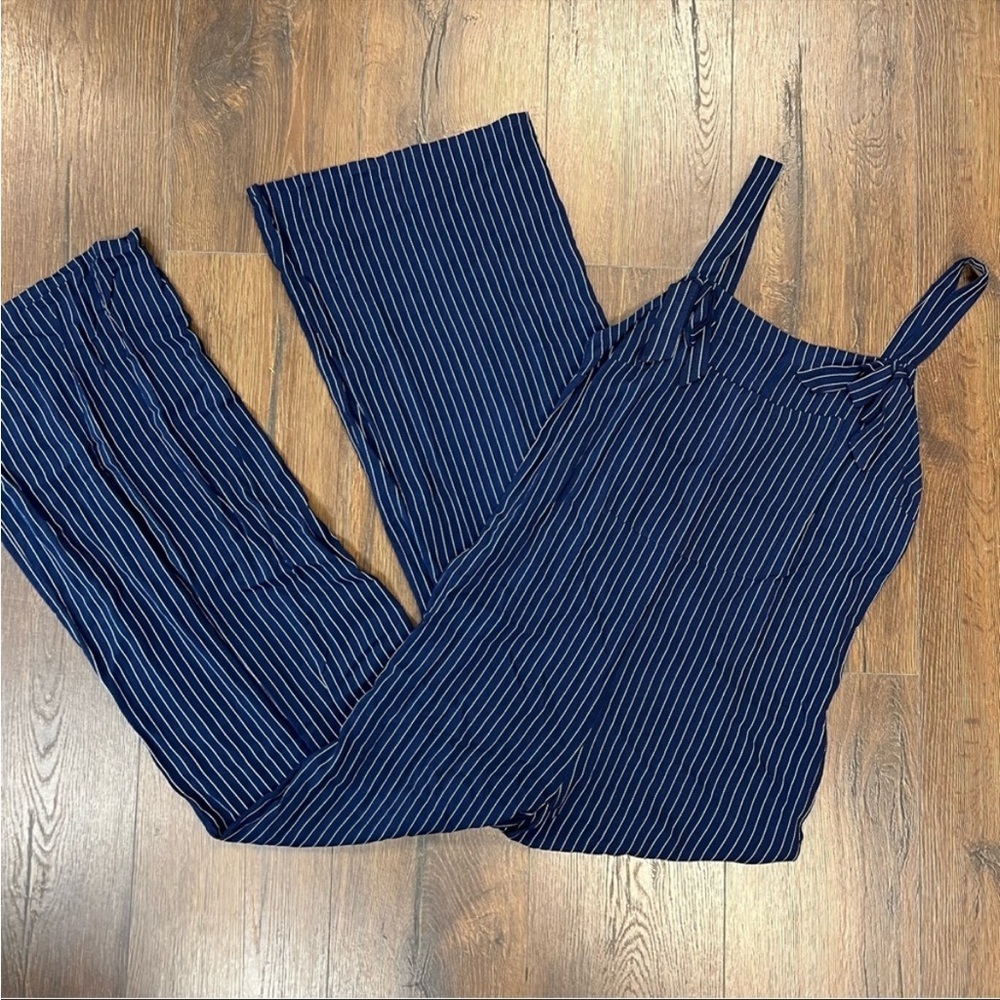 Gypsies & Moondust Jumpsuit Navy & White pinstripes